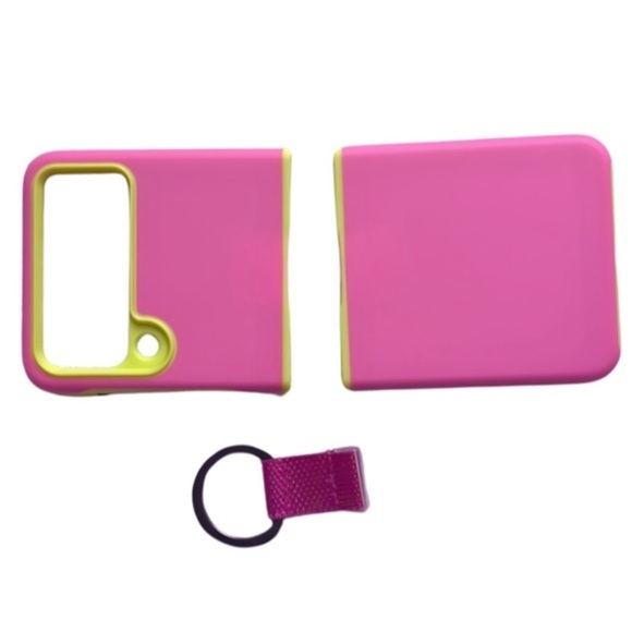 The Perfect Companion: Galaxy Z Flip 4 Wallet Case Bright Neon Pink w Detachable - Picture 1 of 8